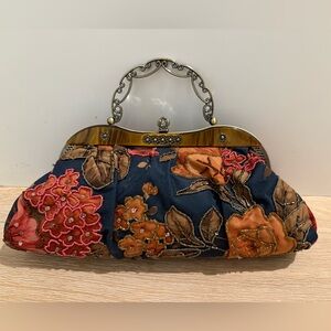 Leko London Style Vintage Beaded Floral Evening Bag.Art Nouveau Inspired.2000s.